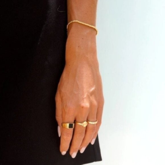 Set of 2! Waterproof Gold bead Bracelets Stretch Bracelets Non-Tarnish Gold - Picture 13 of 16